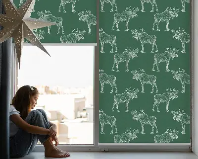 Fensterrollo für den Innenbereich in der Ausführung grüner Elch