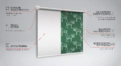Fensterrollo für den Innenbereich in der Ausführung grüner Elch
