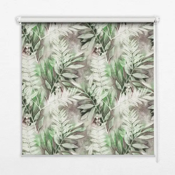 Fensterrollo für den Innenbereich mit glänzendem Blättermotiv