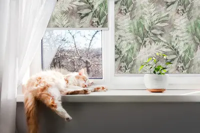 Fensterrollo für den Innenbereich mit glänzendem Blättermotiv