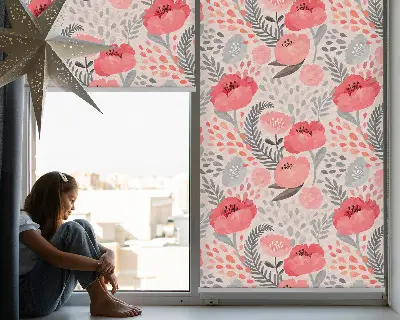 Fensterrollo mit Mohnmotiv