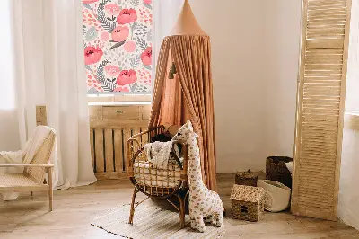 Fensterrollo mit Mohnmotiv