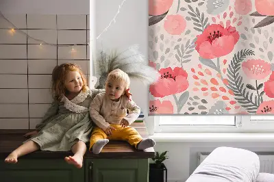 Fensterrollo mit Mohnmotiv