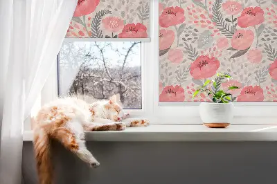 Fensterrollo mit Mohnmotiv