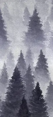 Rollo Fenster mit Nebelwald Motiv