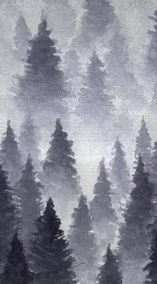 Rollo Fenster mit Nebelwald Motiv