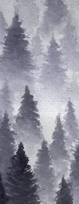Rollo Fenster mit Nebelwald Motiv