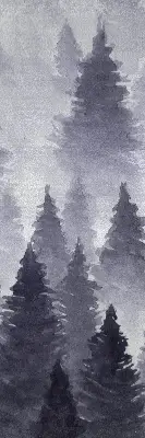 Rollo Fenster mit Nebelwald Motiv