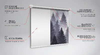 Rollo Fenster mit Nebelwald Motiv