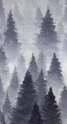 Rollo Fenster mit Nebelwald Motiv