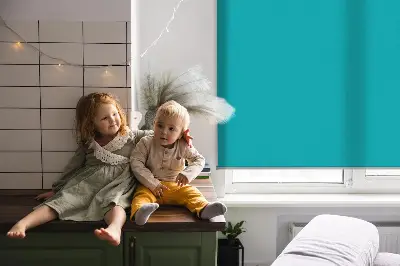 Rollo für Fenster in der Farbe Türkis
