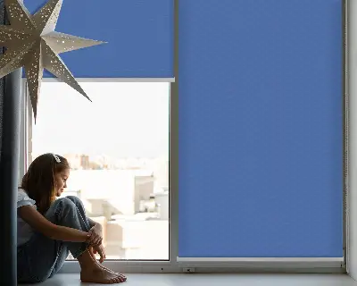 Fensterrollo in der Farbe Blau