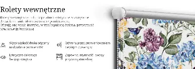 Fensterrollo mit Motiv von Tukanen und Blumen