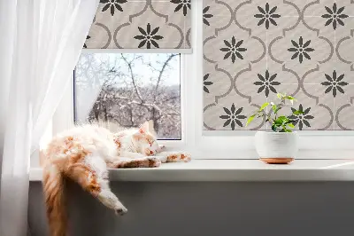 Fensterrollo mit marokkanischem Blumenfliesenmotiv