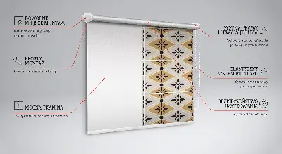 Fensterrollo für den Innenbereich mit Motiv einer Blume in einer Raute