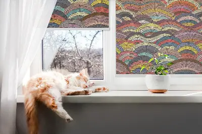Fensterrollo für den Innenbereich mit Wellen und Halbkreis Muster