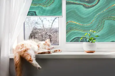 Fensterrollo für den Innenbereich in grüner Marmoroptik