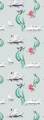 Fensterrollo mit Motiv von Schwänen und Enten