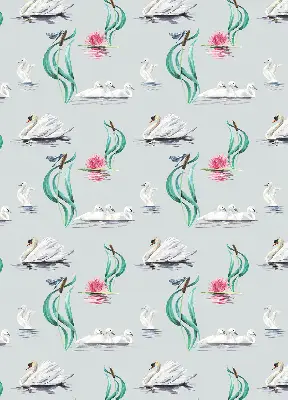 Fensterrollo mit Motiv von Schwänen und Enten