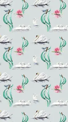 Fensterrollo mit Motiv von Schwänen und Enten
