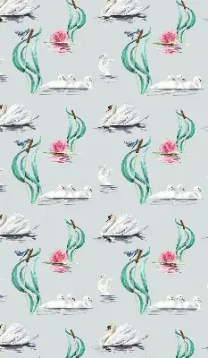 Fensterrollo mit Motiv von Schwänen und Enten
