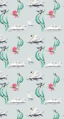 Fensterrollo mit Motiv von Schwänen und Enten