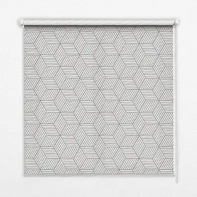Fensterrollo innen mit 3D gestreiftem Quadratemuster