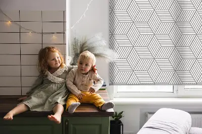 Fensterrollo innen mit 3D gestreiftem Quadratemuster