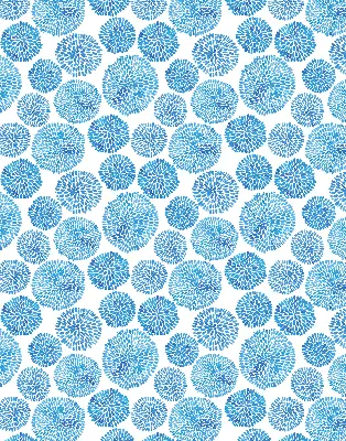 Rollo mit blauem Blütenblattkreis-Motiv