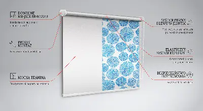 Rollo mit blauem Blütenblattkreis-Motiv