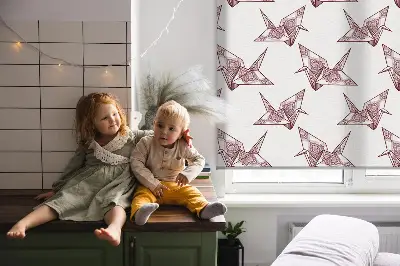 Fensterrollo mit Motiv Origami-Schwäne