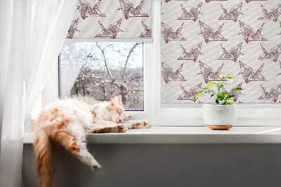 Fensterrollo mit Motiv Origami-Schwäne