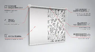 Fensterrollo mit Motiv gezeichneter Pflanzen