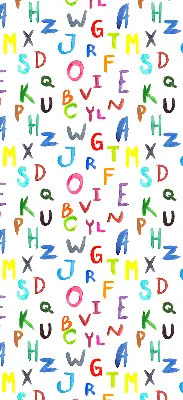 Fensterrollo für den Innenbereich mit bunten Buchstaben