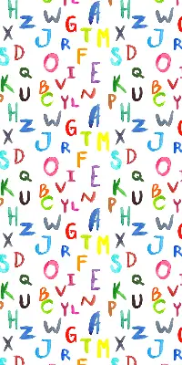 Fensterrollo für den Innenbereich mit bunten Buchstaben