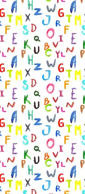 Fensterrollo für den Innenbereich mit bunten Buchstaben