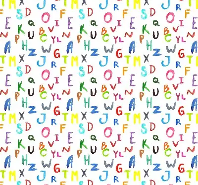 Fensterrollo für den Innenbereich mit bunten Buchstaben