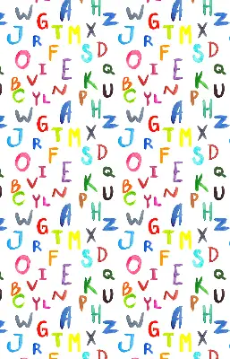 Fensterrollo für den Innenbereich mit bunten Buchstaben