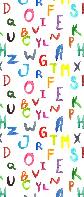 Fensterrollo für den Innenbereich mit bunten Buchstaben