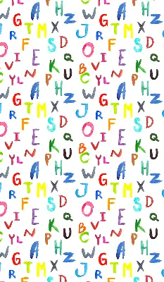 Fensterrollo für den Innenbereich mit bunten Buchstaben