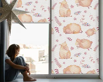 Rollo Fenster mit Motiv Schafe zwischen den Sternen