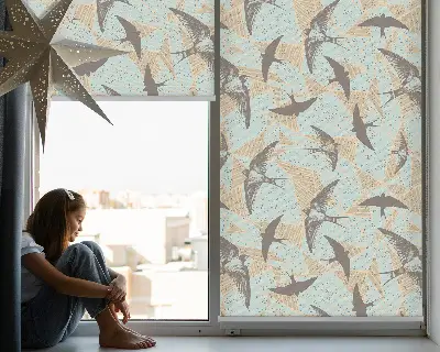 Fensterrollo für den Innenbereich mit Schwalben Motiv