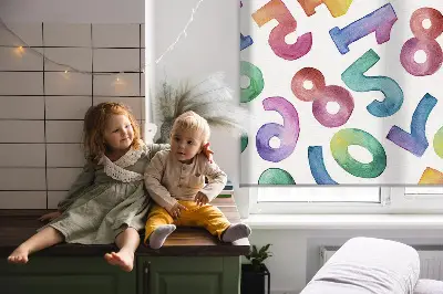 Rollo Fenster mit Motiv bunte Zahlen