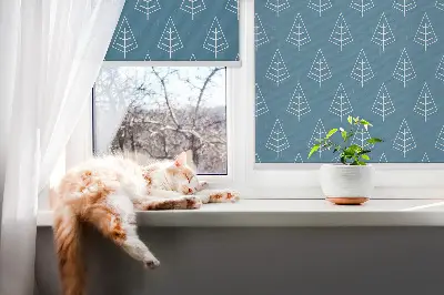 Fensterrollo mit dem Motiv Bäume im Regen