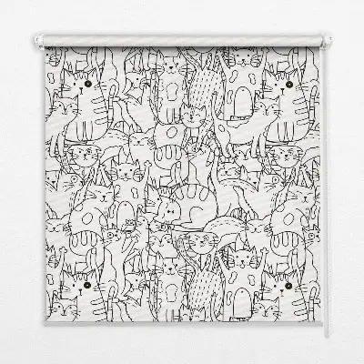 Rollo Fenster mit Motiv gezeichnete Katzen
