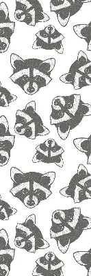 Fensterrollo mit dem Motiv gezeichneter Waschbären