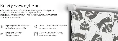 Fensterrollo mit dem Motiv gezeichneter Waschbären