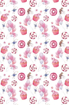 Fensterrollo mit rosa Luftballons, Donuts und Häschen