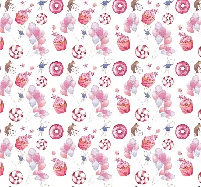 Fensterrollo mit rosa Luftballons, Donuts und Häschen