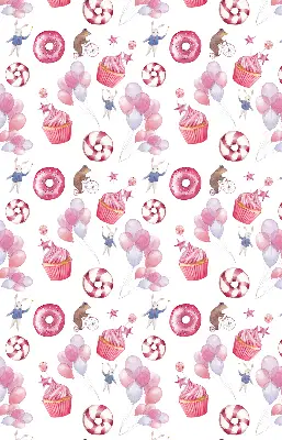 Fensterrollo mit rosa Luftballons, Donuts und Häschen